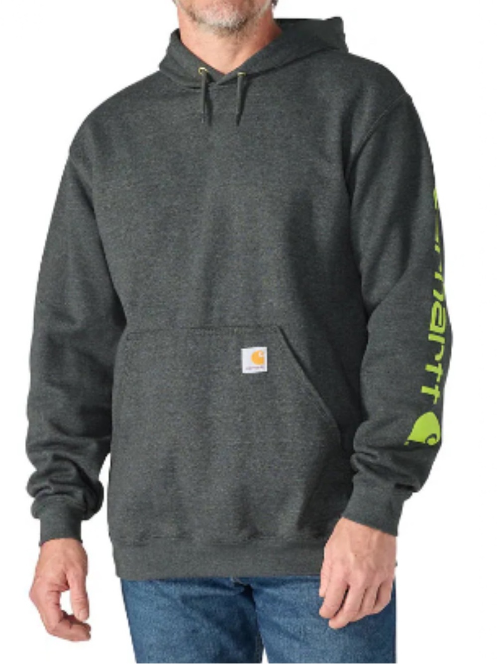 Carhartt K288 Gray Graphic Sleeve Logo Pullover Hoodie Workwear Mens Size 3XL